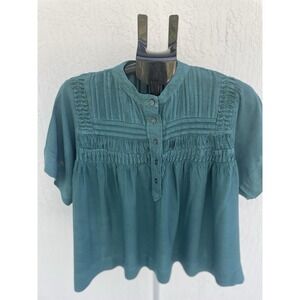 Solitaire Ladies M Rayon Dark Green Blouse swing cropped top